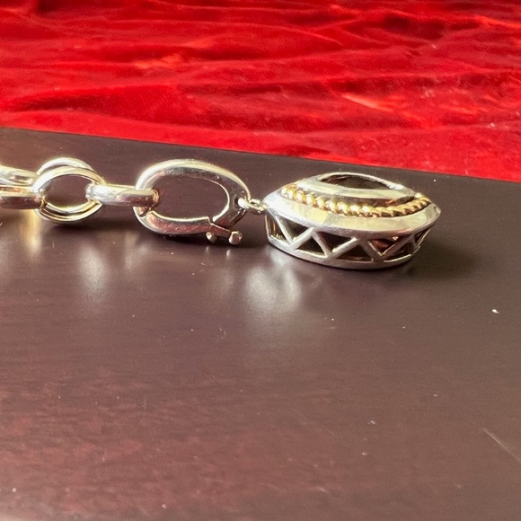 Garnet 925 W/ 18K Accents Italy Pendant W/ 925 Adjustable Italy Rolo 18" Chain - Picture 4 of 15